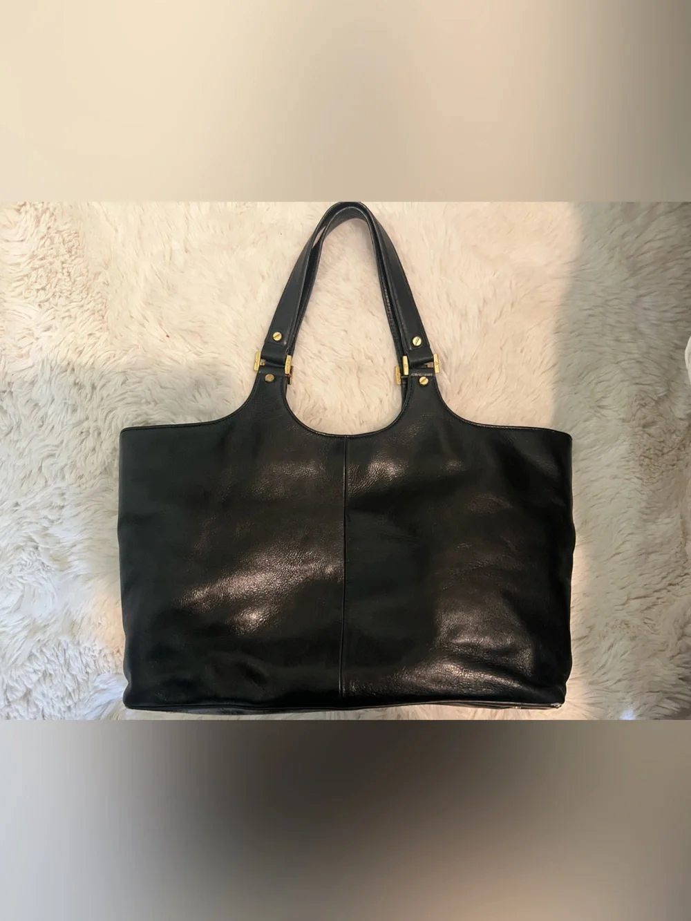 Tory Burch Bombe Leather Tote Bag in Black